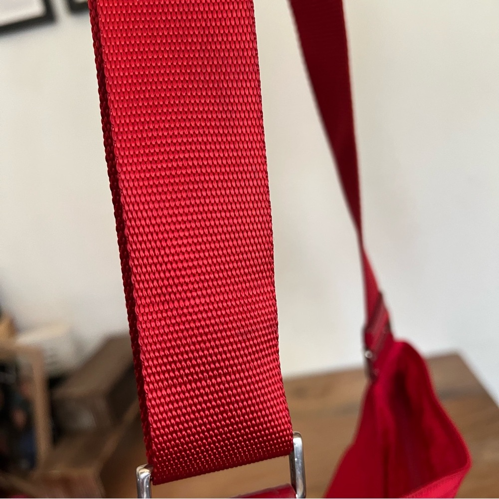 PRADA Tessuto Nylon Shoulder Bag Red Triangle Logo Plate Crossbody - Picture 7 of 16
